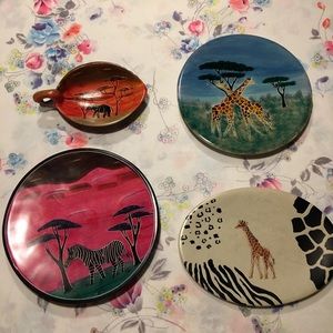 Kenya Soapstone dyed and etched plates wildlife